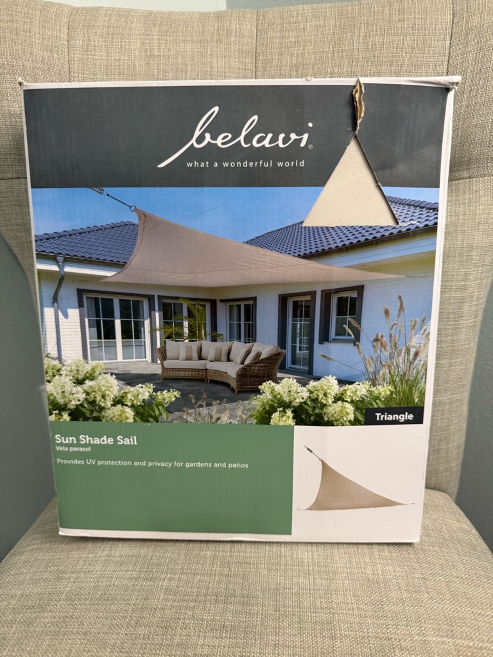Belavi Triangle Sun Shade Sail - Beige